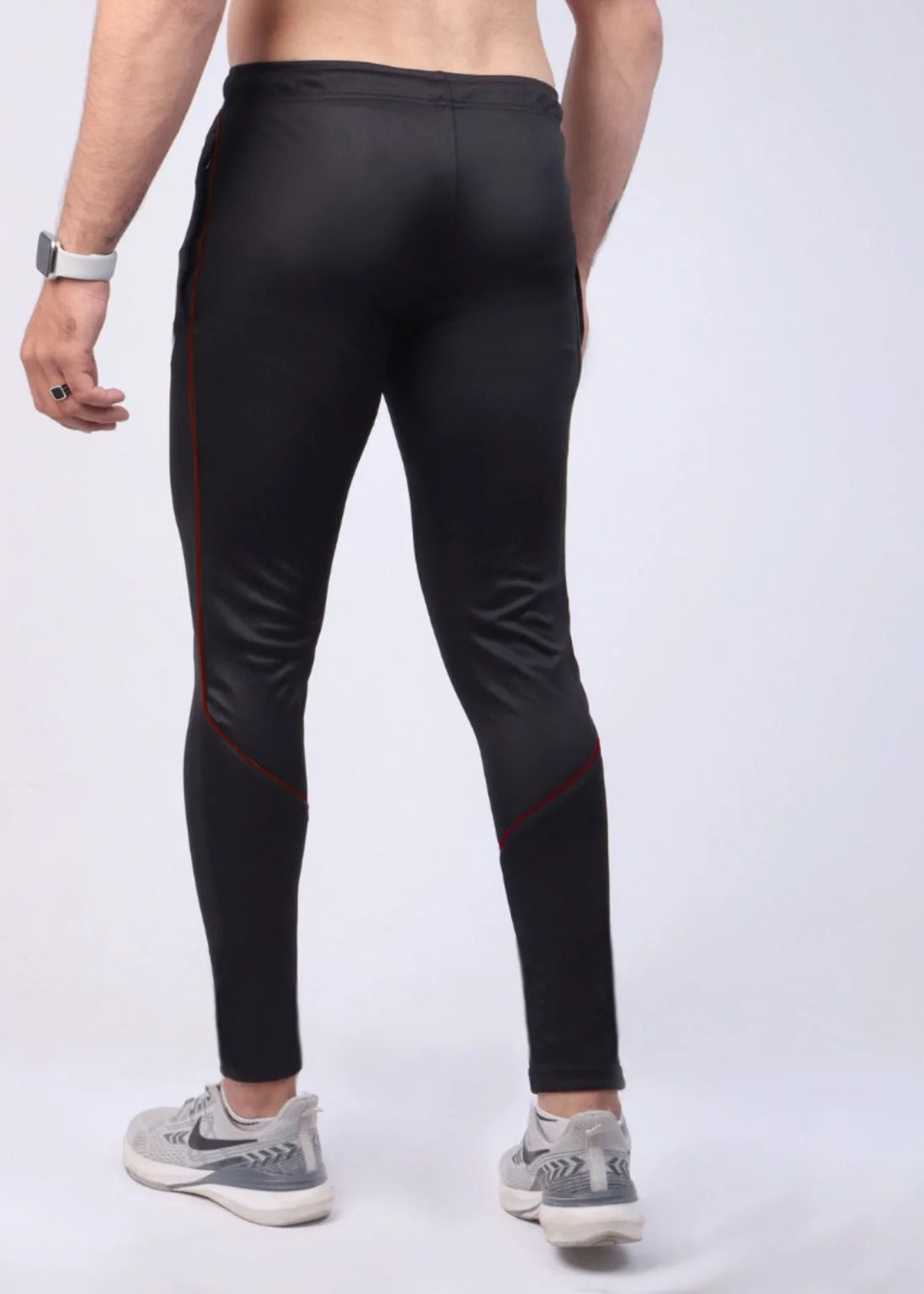 Maroon Stripe Dri-fit Trouser In Black