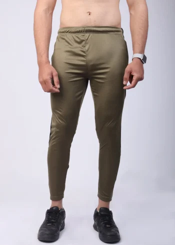 White Stripe Dri-fit Trouser in Army Green are ideal for active wear.