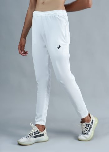 Solid white Dri-Fit trousers are ideal for active wear.