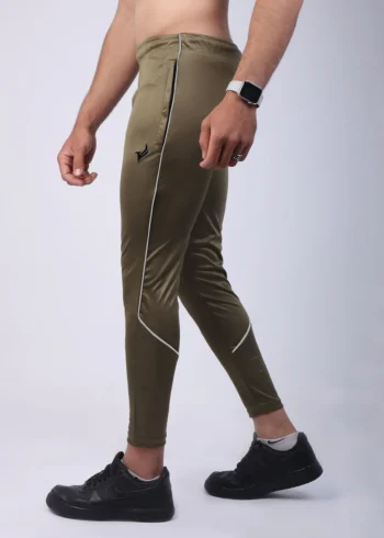 White Stripe Dri-fit Trouser in Army Green are ideal for active wear.